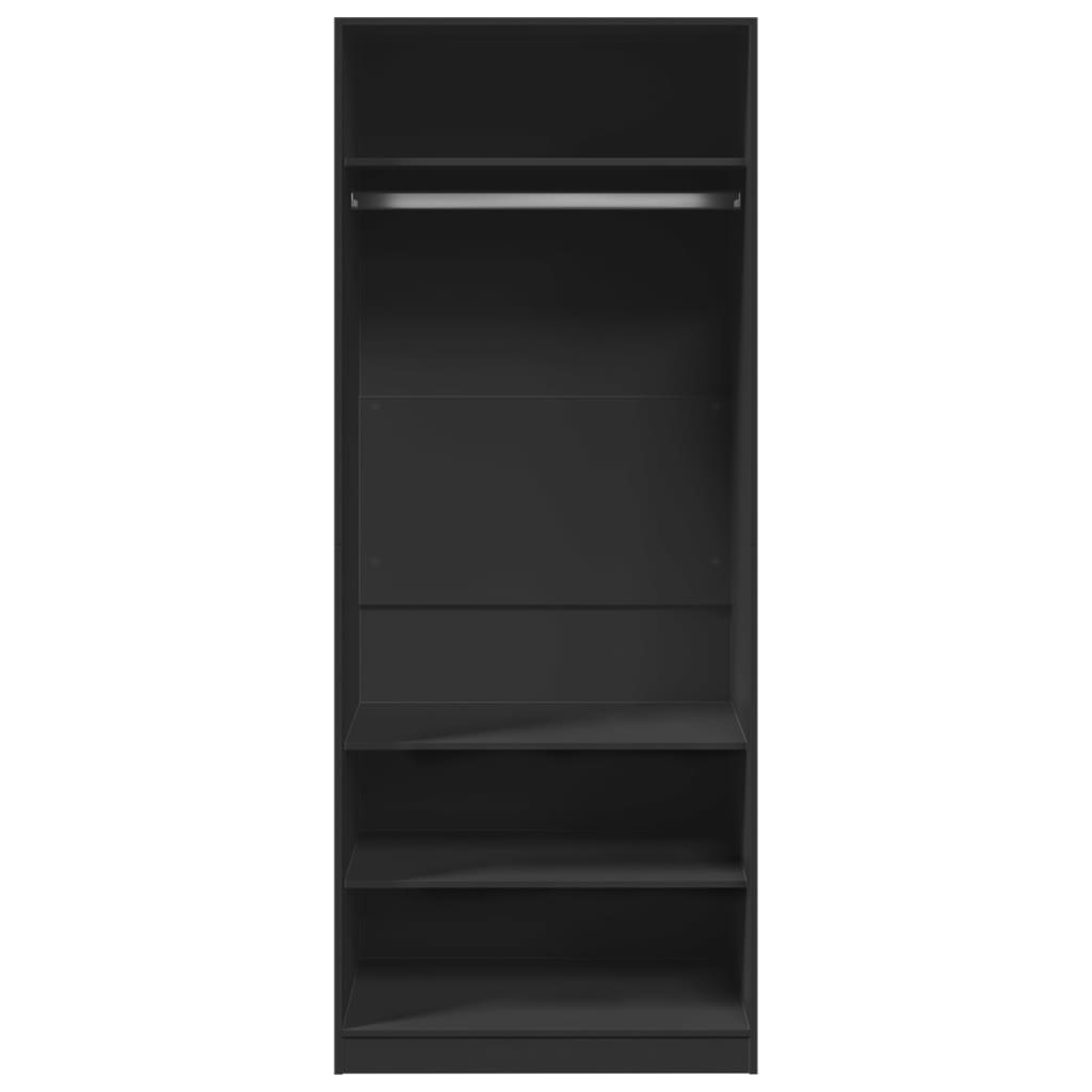 Modern Wooden Open Bedroom Wardrobe With Hanging Clothes Rail & Storage Shelves