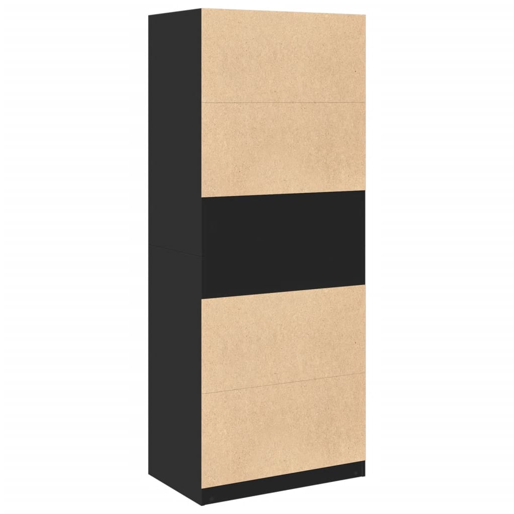 Modern Wooden Open Bedroom Wardrobe With Hanging Clothes Rail & Storage Shelves