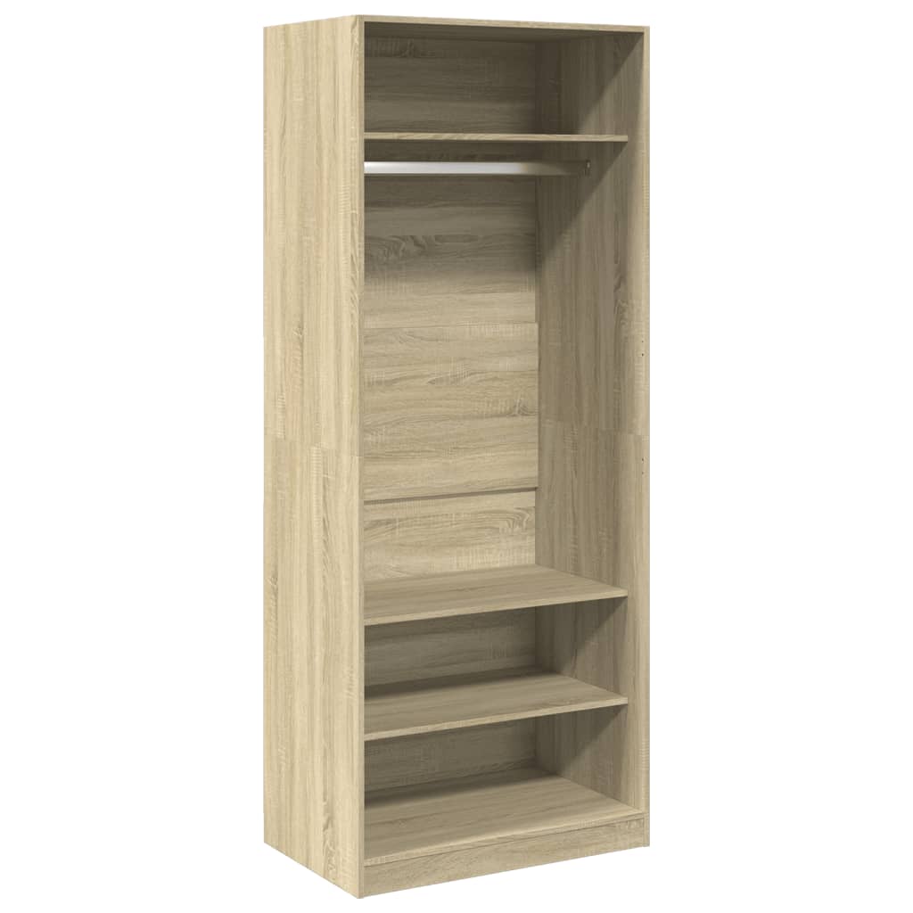 Modern Wooden Open Bedroom Wardrobe With Hanging Clothes Rail & Storage Shelves