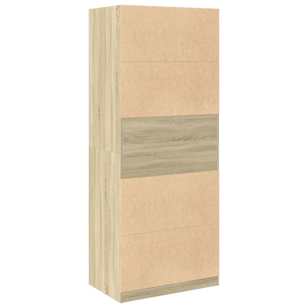 Modern Wooden Open Bedroom Wardrobe With Hanging Clothes Rail & Storage Shelves