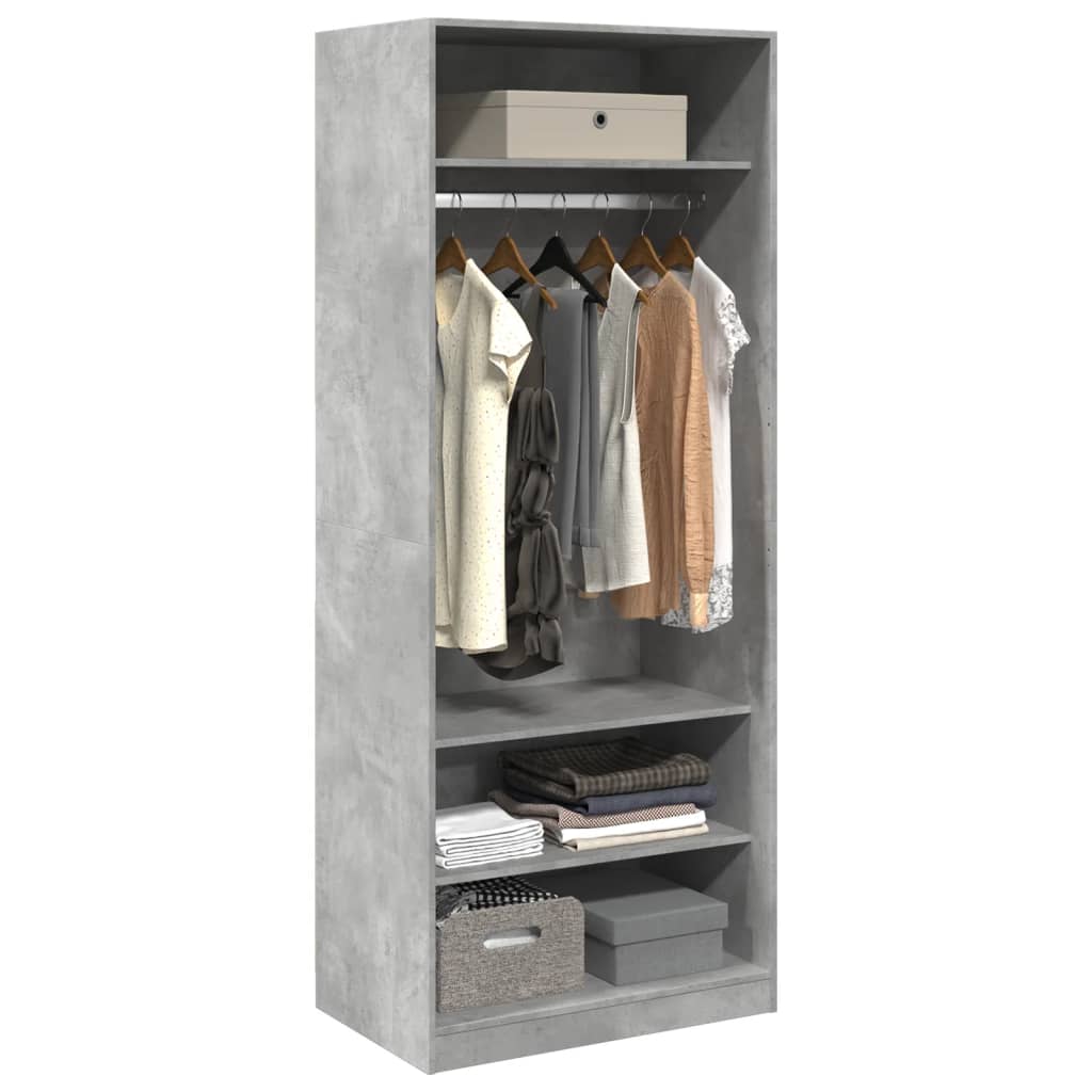 Modern Wooden Open Bedroom Wardrobe With Hanging Clothes Rail & Storage Shelves