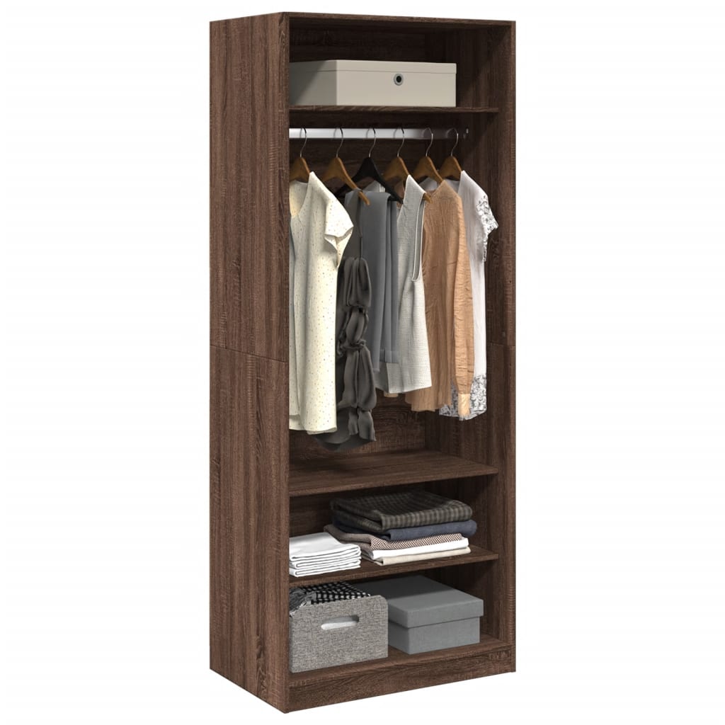 Modern Wooden Open Bedroom Wardrobe With Hanging Clothes Rail & Storage Shelves