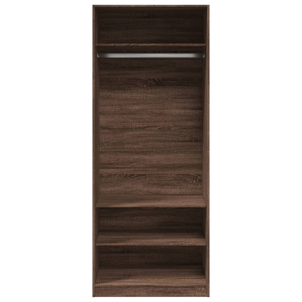 Modern Wooden Open Bedroom Wardrobe With Hanging Clothes Rail & Storage Shelves