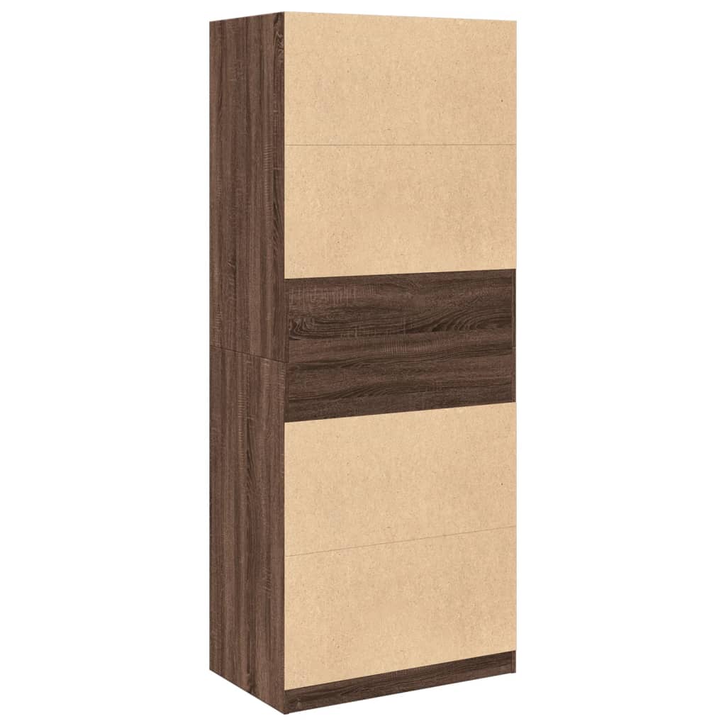 Modern Wooden Open Bedroom Wardrobe With Hanging Clothes Rail & Storage Shelves