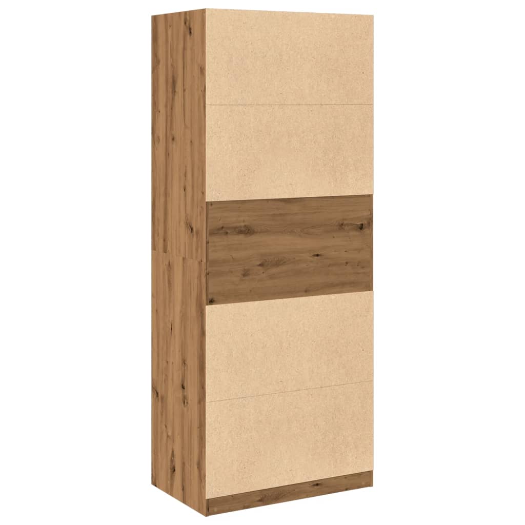 Modern Wooden Open Bedroom Wardrobe With Hanging Clothes Rail & Storage Shelves
