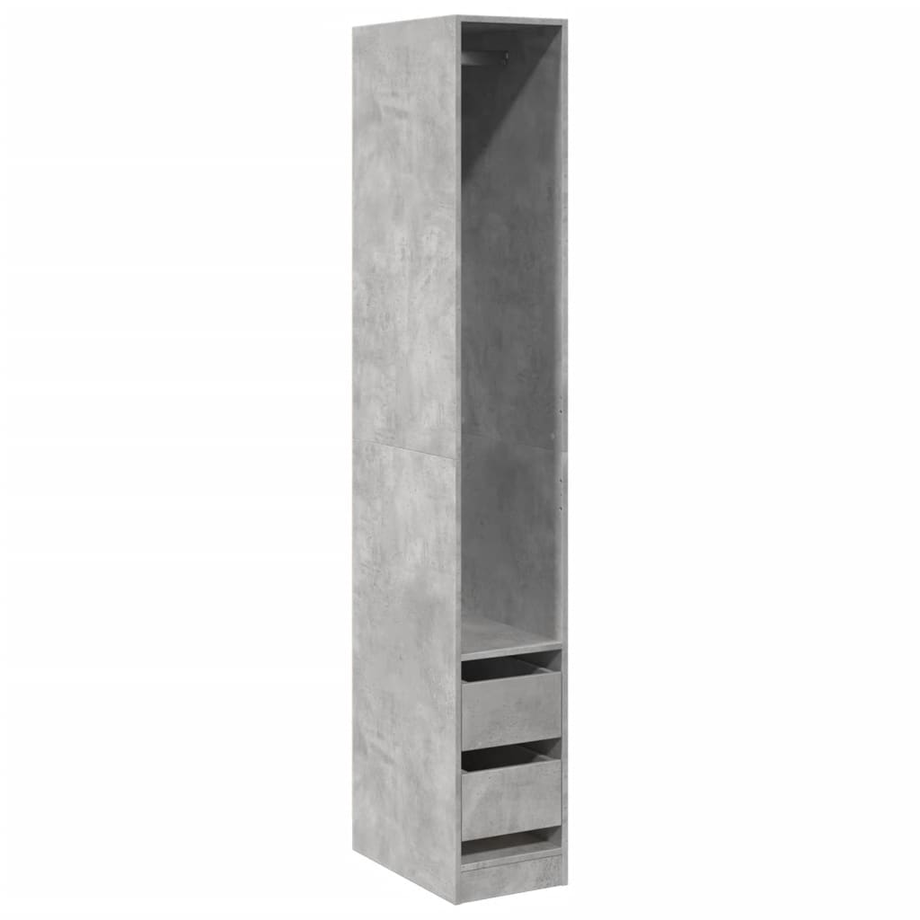 Modern Wooden Narrow Open Bedroom Wardrobe With 2 Storage Drawers Hanging Rail