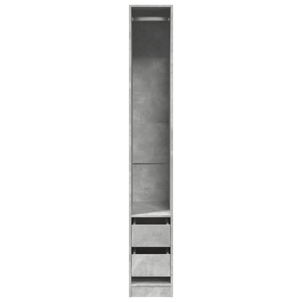 Modern Wooden Narrow Open Bedroom Wardrobe With 2 Storage Drawers Hanging Rail