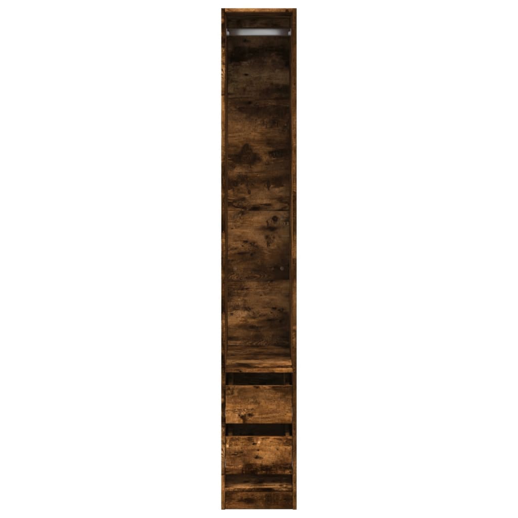 Modern Wooden Narrow Open Bedroom Wardrobe With 2 Storage Drawers Hanging Rail