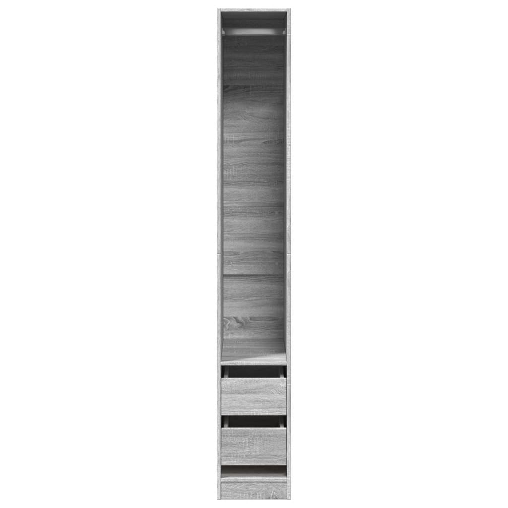 Modern Wooden Narrow Open Bedroom Wardrobe With 2 Storage Drawers Hanging Rail