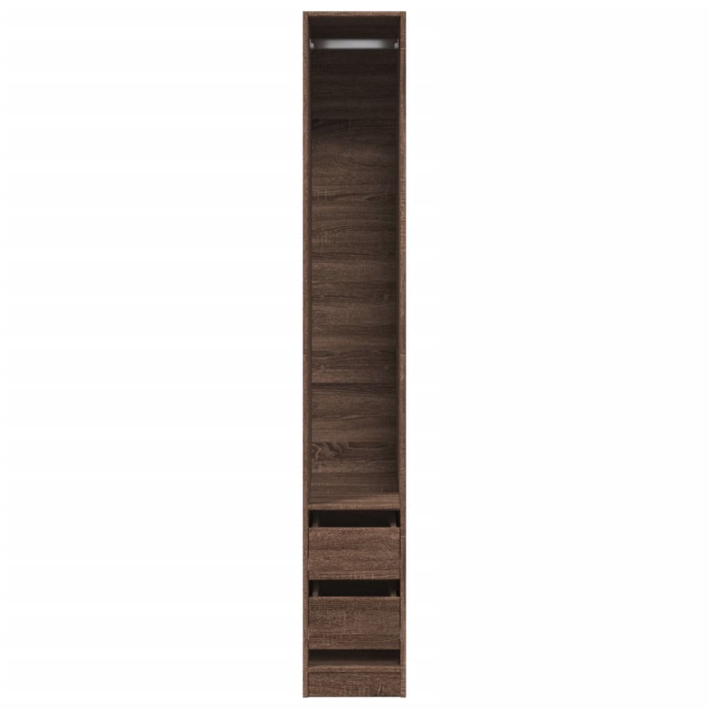 Modern Wooden Narrow Open Bedroom Wardrobe With 2 Storage Drawers Hanging Rail