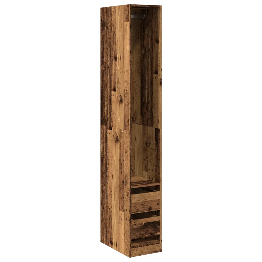 Modern Wooden Narrow Open Bedroom Wardrobe With 2 Storage Drawers Hanging Rail