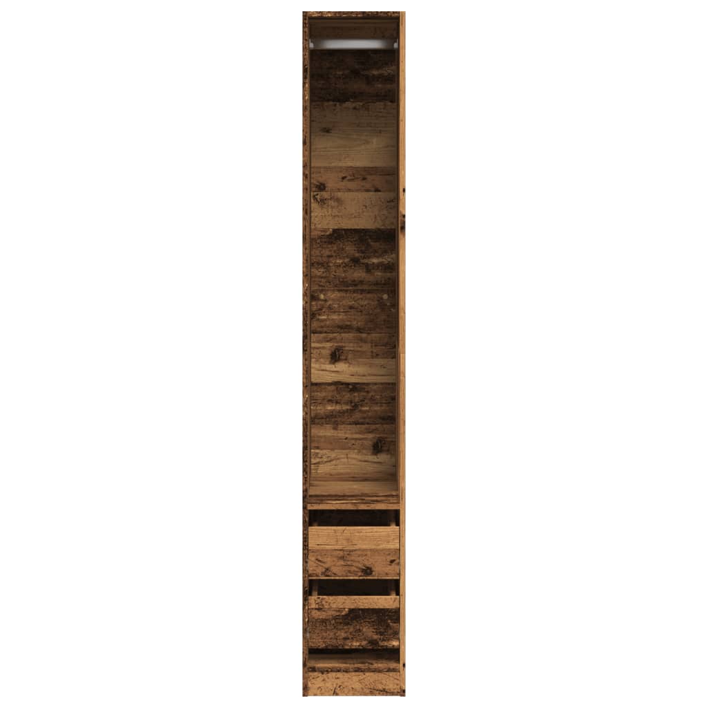Modern Wooden Narrow Open Bedroom Wardrobe With 2 Storage Drawers Hanging Rail
