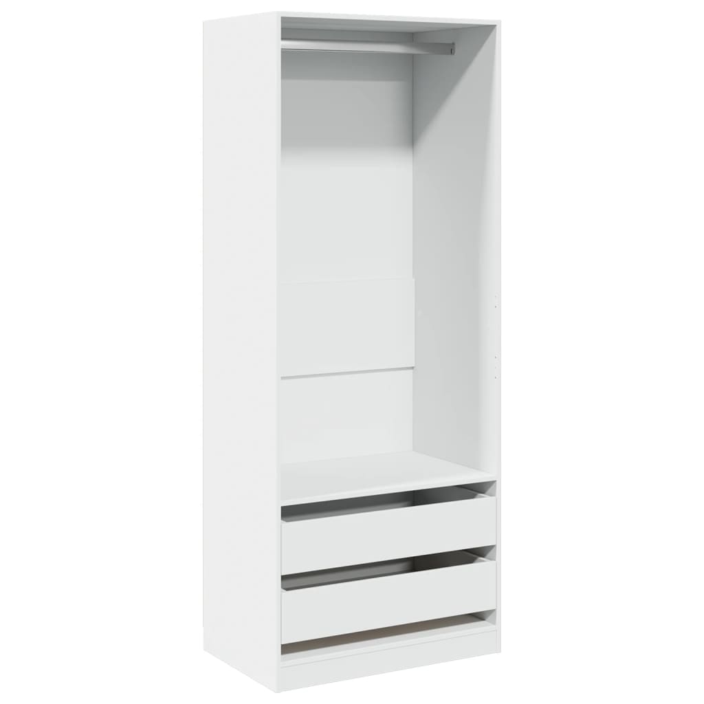 Modern Wooden 80cm Open Tall Bedroom Wardrobe With 2 Drawers Hanging Rail