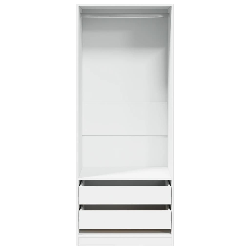 Modern Wooden 80cm Open Tall Bedroom Wardrobe With 2 Drawers Hanging Rail