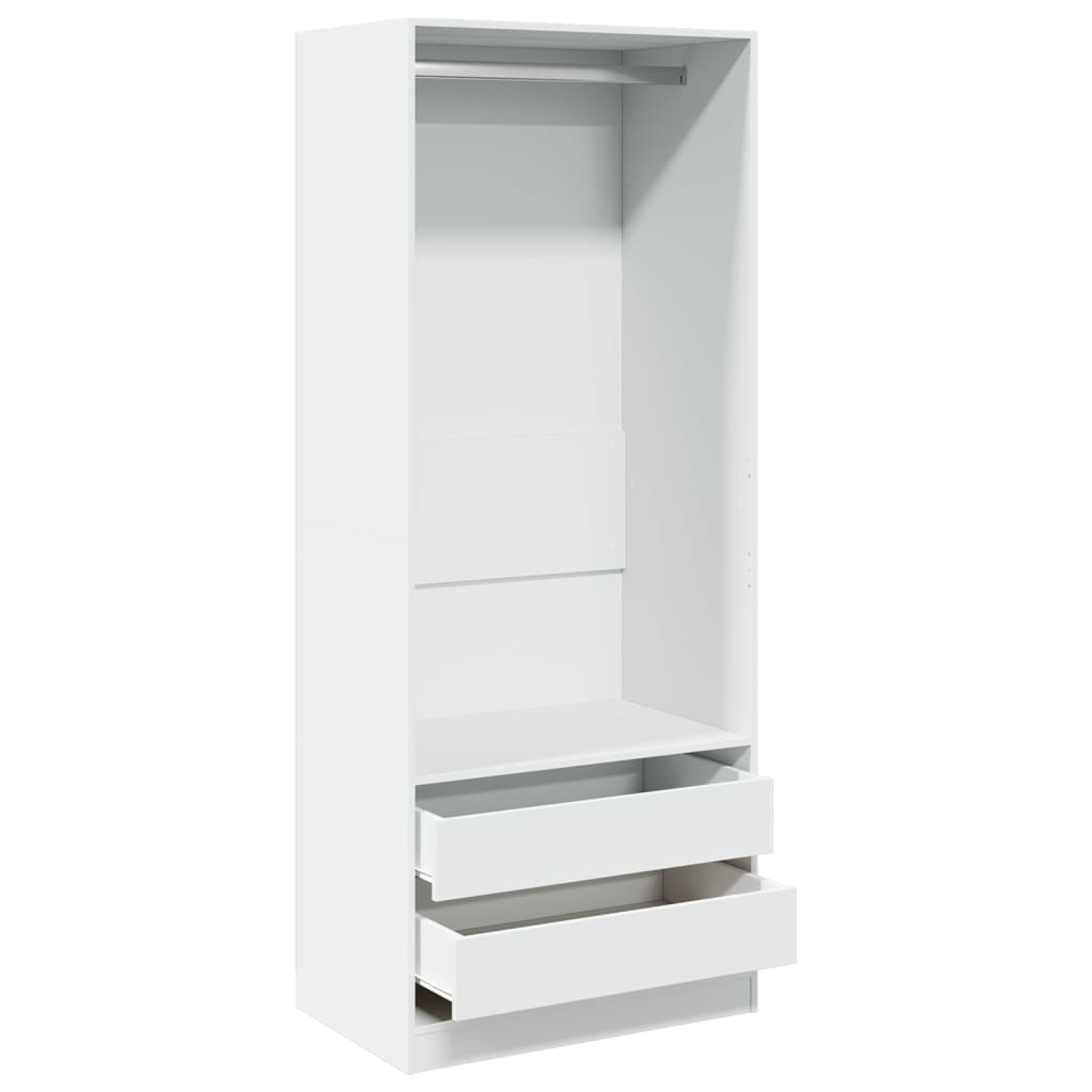 Modern Wooden 80cm Open Tall Bedroom Wardrobe With 2 Drawers Hanging Rail