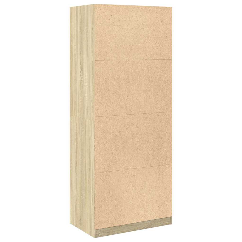 Modern Wooden 80cm Open Tall Bedroom Wardrobe With 2 Drawers Hanging Rail