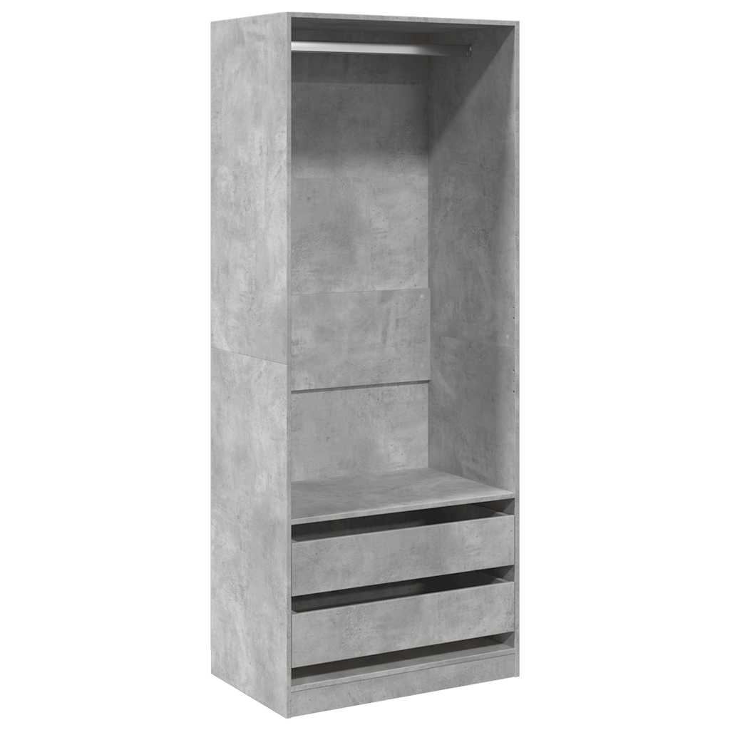 Modern Wooden 80cm Open Tall Bedroom Wardrobe With 2 Drawers Hanging Rail