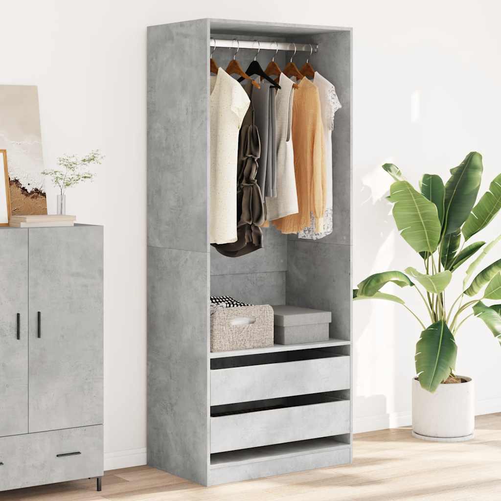 Wardrobe Concrete Grey 80x50x200 cm Engineered Wood