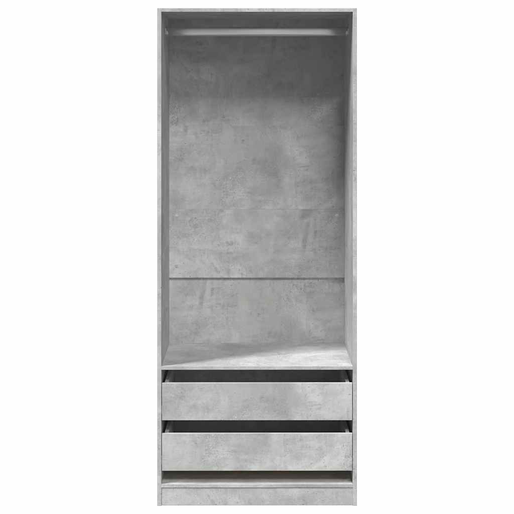 Modern Wooden 80cm Open Tall Bedroom Wardrobe With 2 Drawers Hanging Rail