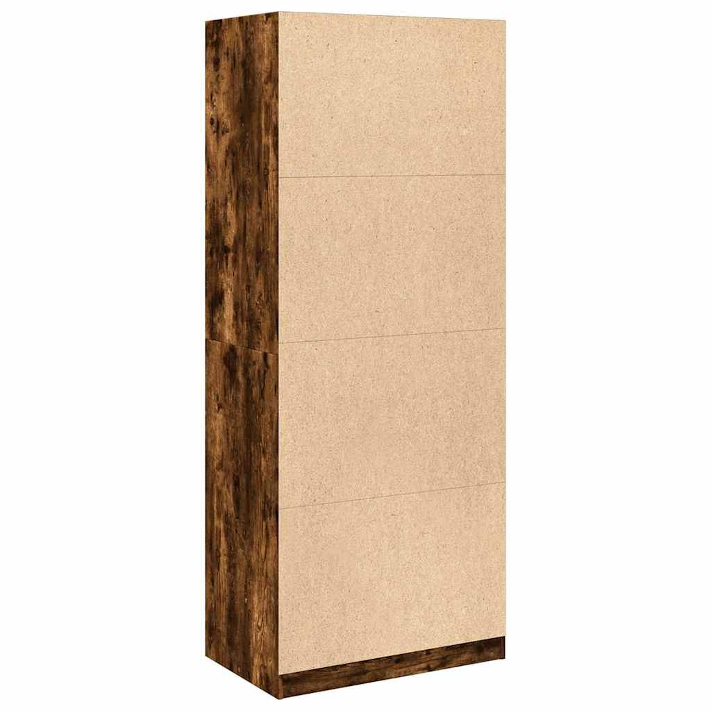 Modern Wooden 80cm Open Tall Bedroom Wardrobe With 2 Drawers Hanging Rail