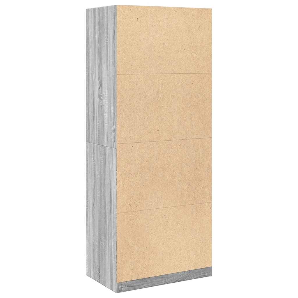 Modern Wooden 80cm Open Tall Bedroom Wardrobe With 2 Drawers Hanging Rail