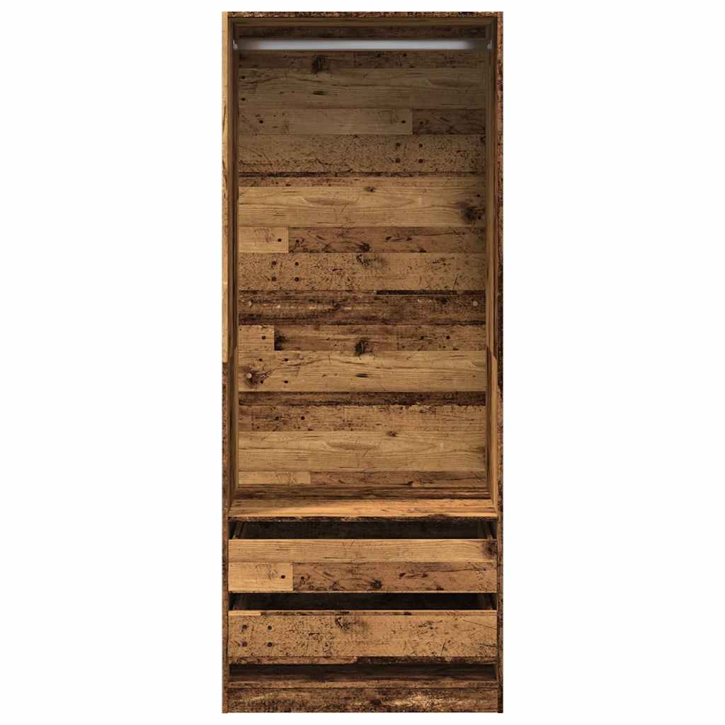 Modern Wooden 80cm Open Tall Bedroom Wardrobe With 2 Drawers Hanging Rail