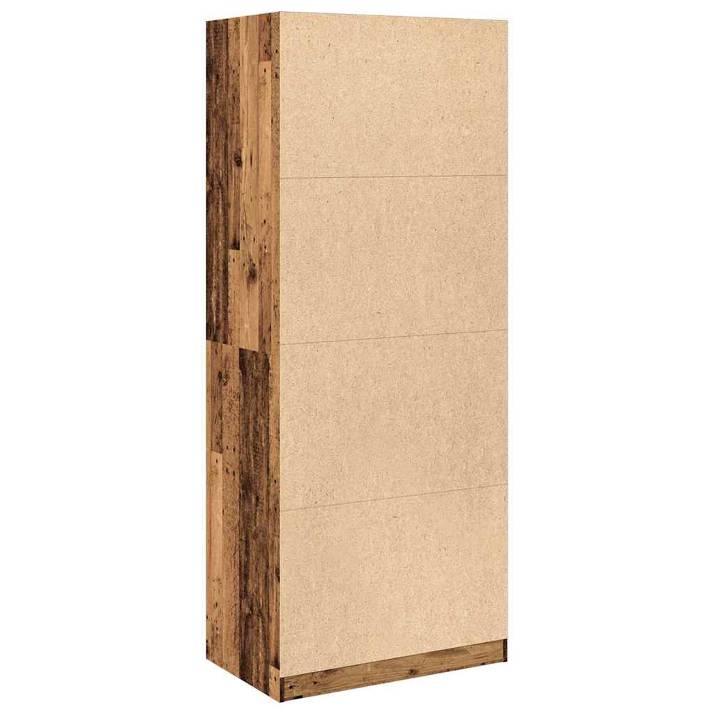 Modern Wooden 80cm Open Tall Bedroom Wardrobe With 2 Drawers Hanging Rail