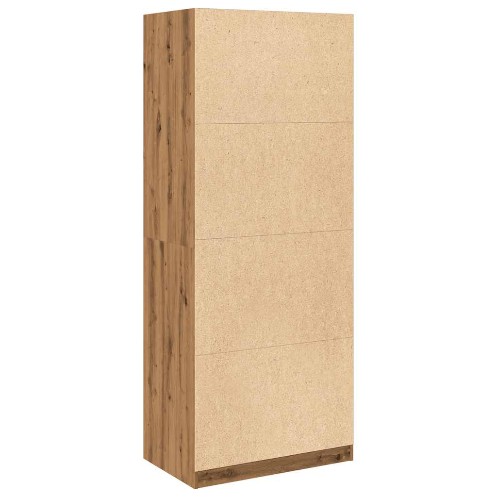 Modern Wooden 80cm Open Tall Bedroom Wardrobe With 2 Drawers Hanging Rail