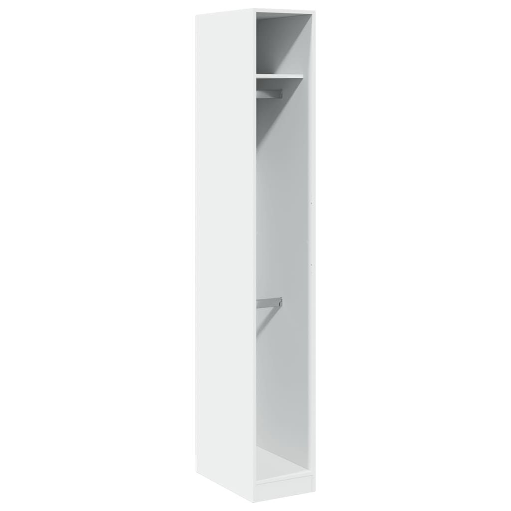 Modern Wooden Narrow Open Bedroom Wardrobe With Shelves & Hanging Clothes Rails