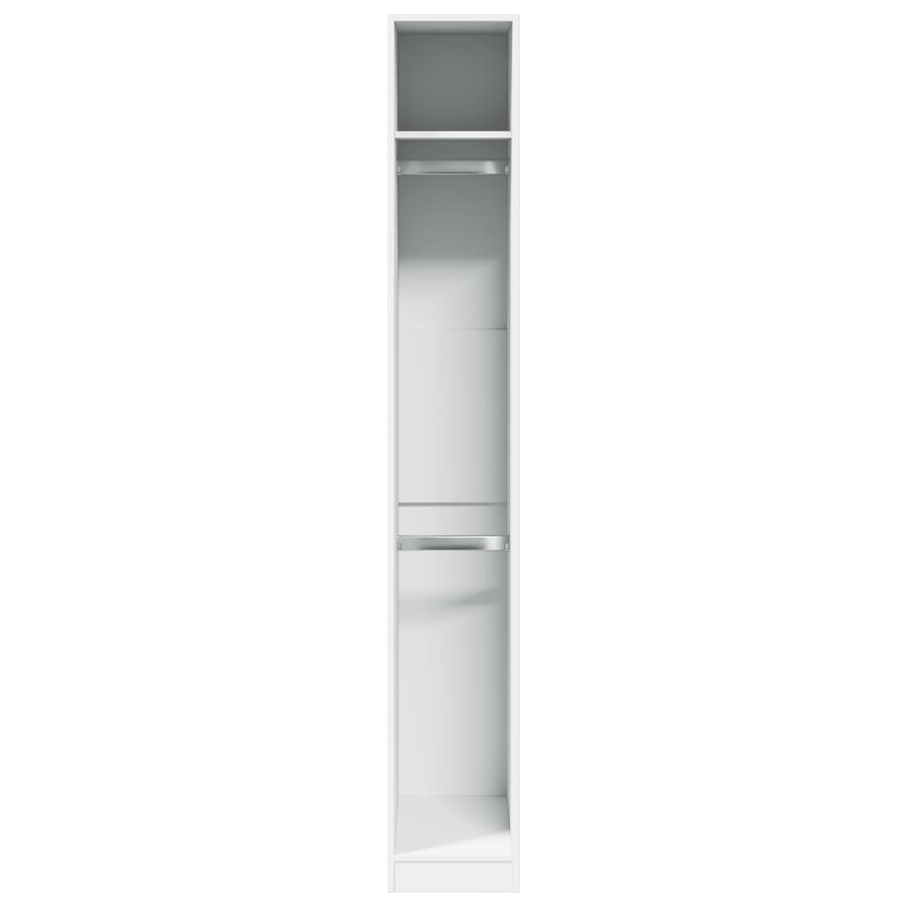 Modern Wooden Narrow Open Bedroom Wardrobe With Shelves & Hanging Clothes Rails