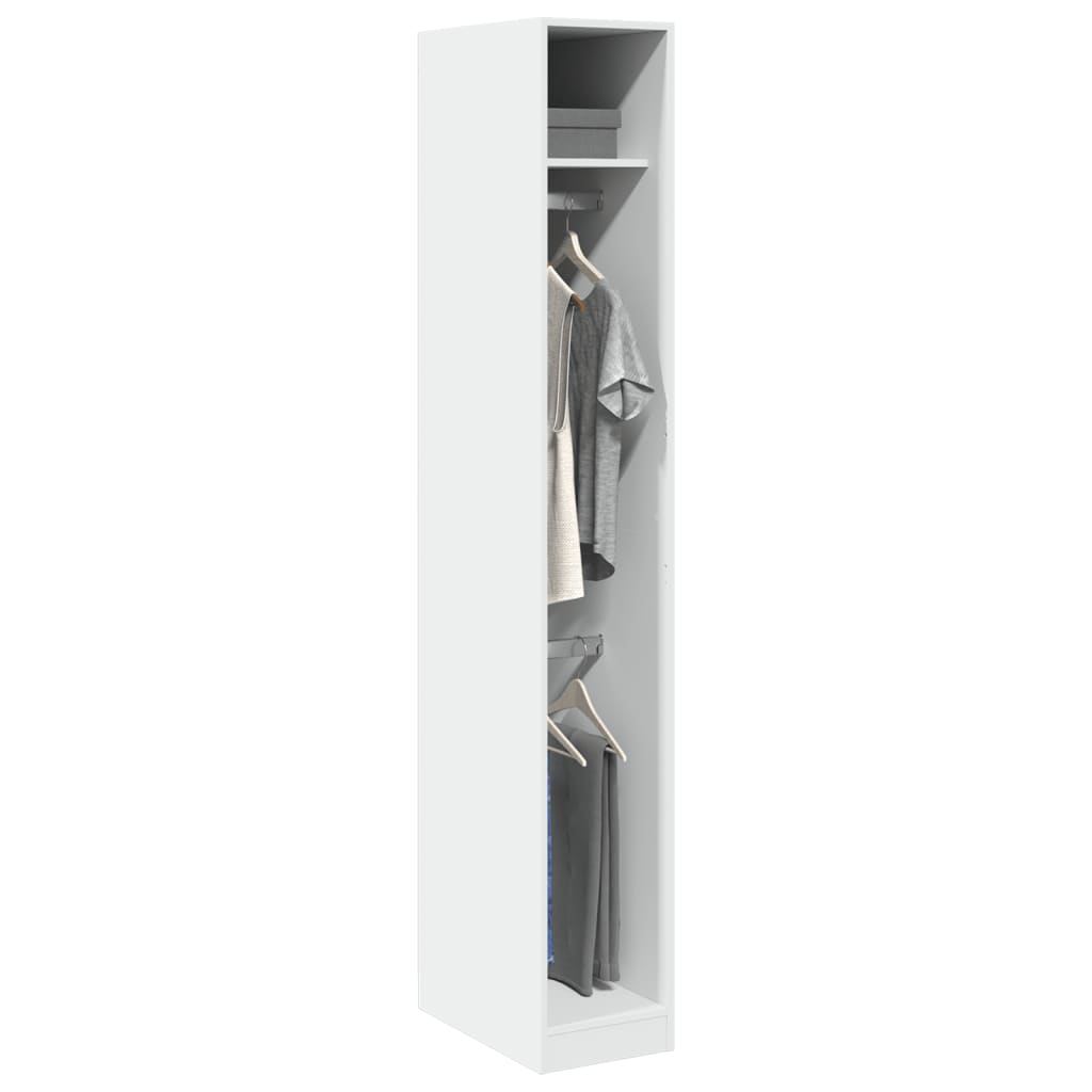 Modern Wooden Narrow Open Bedroom Wardrobe With Shelves & Hanging Clothes Rails