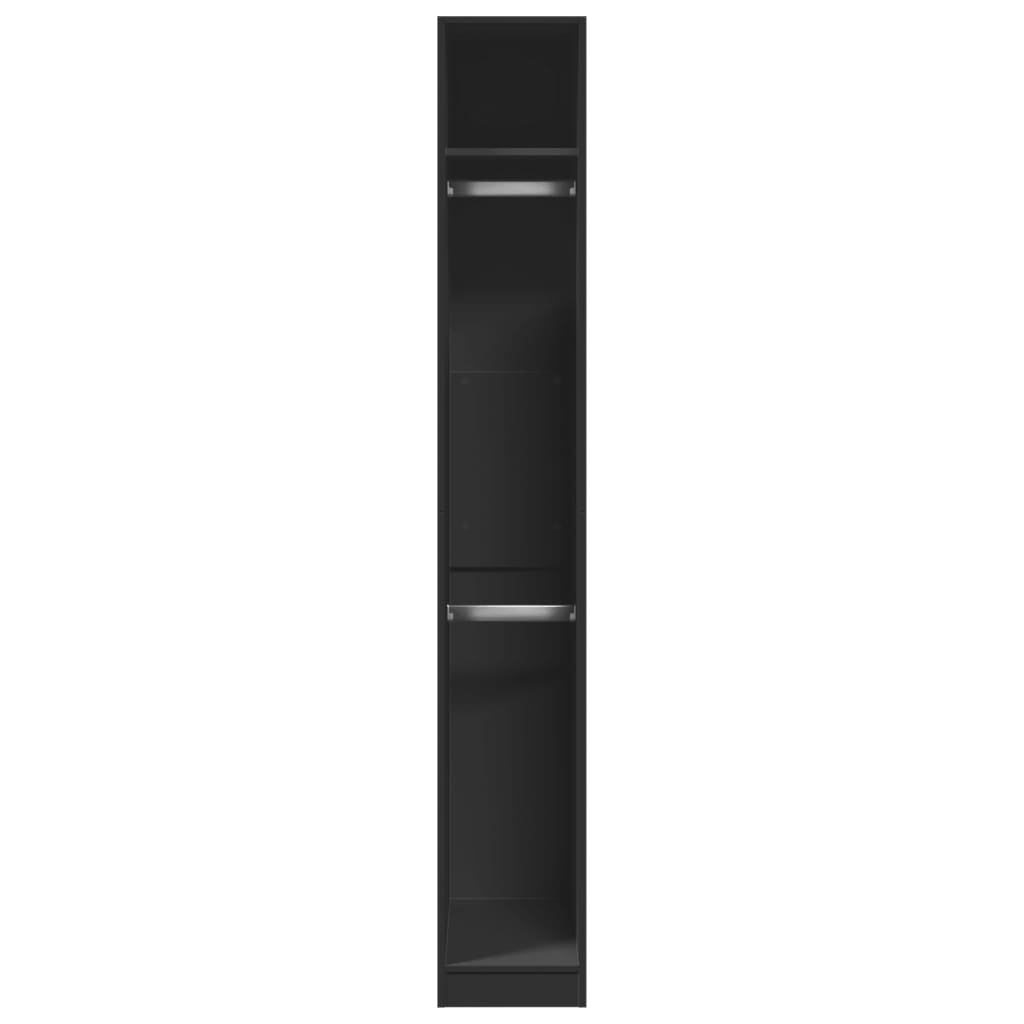 Modern Wooden Narrow Open Bedroom Wardrobe With Shelves & Hanging Clothes Rails