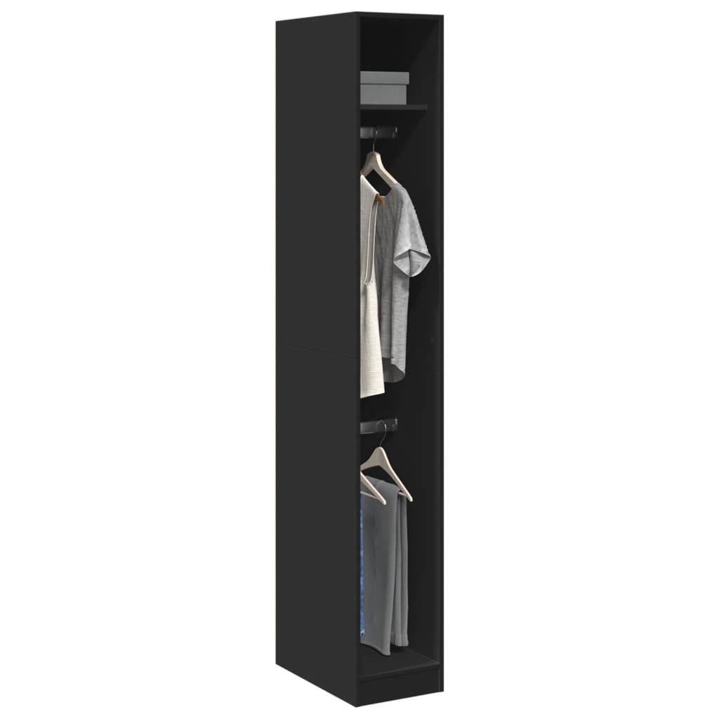 Modern Wooden Narrow Open Bedroom Wardrobe With Shelves & Hanging Clothes Rails