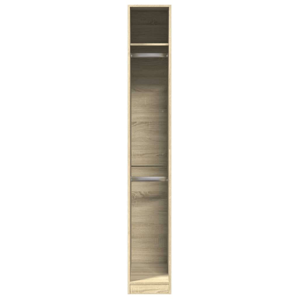 Modern Wooden Narrow Open Bedroom Wardrobe With Shelves & Hanging Clothes Rails