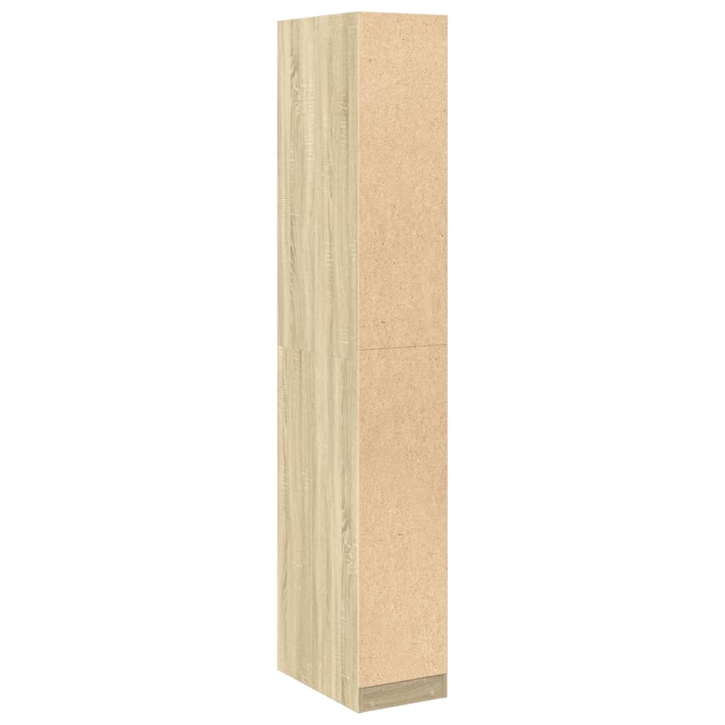 Modern Wooden Narrow Open Bedroom Wardrobe With Shelves & Hanging Clothes Rails