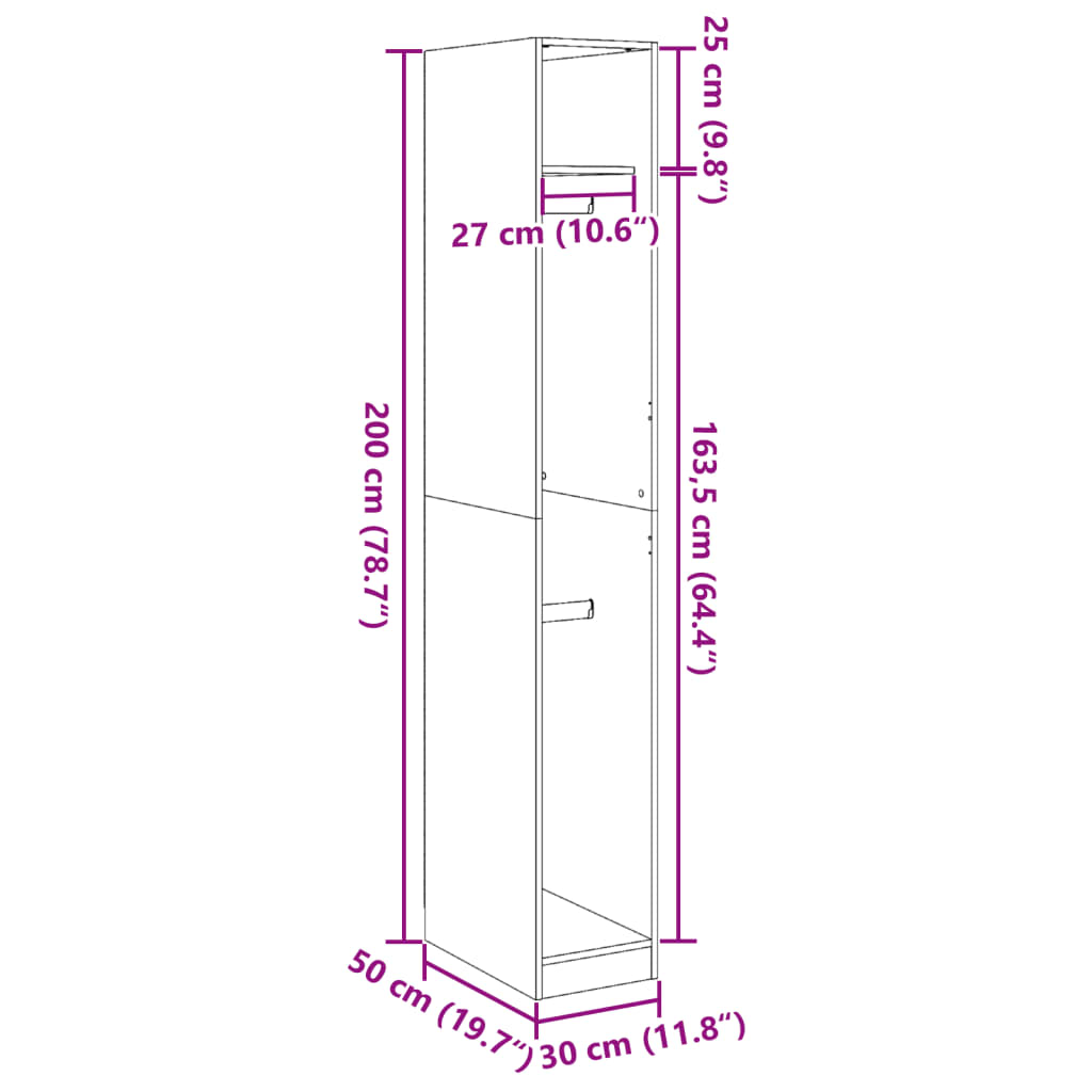Modern Wooden Narrow Open Bedroom Wardrobe With Shelves & Hanging Clothes Rails