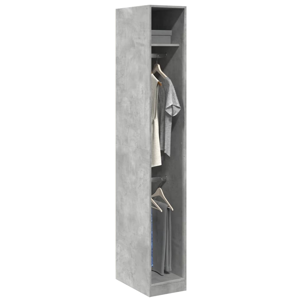 Modern Wooden Narrow Open Bedroom Wardrobe With Shelves & Hanging Clothes Rails
