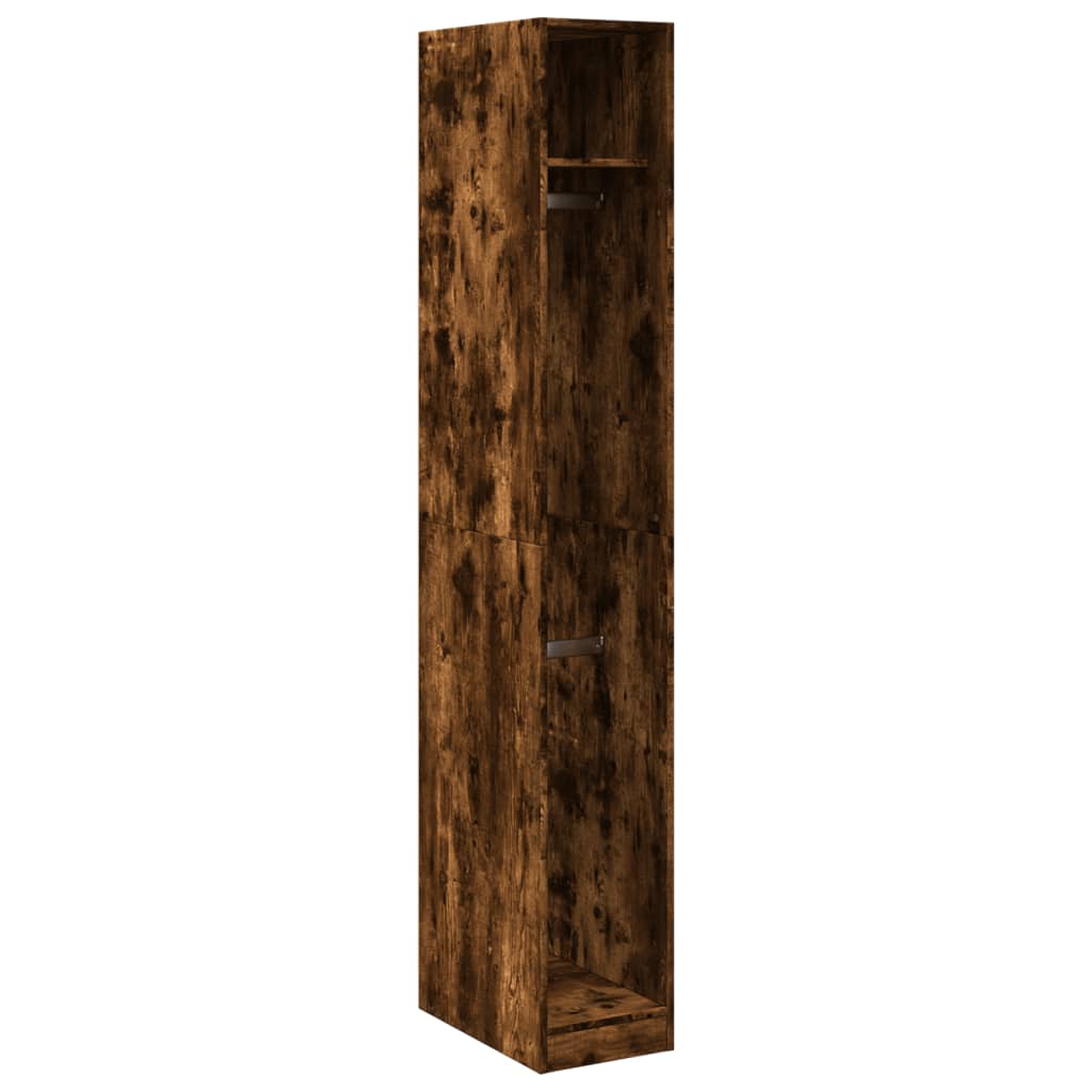 Modern Wooden Narrow Open Bedroom Wardrobe With Shelves & Hanging Clothes Rails