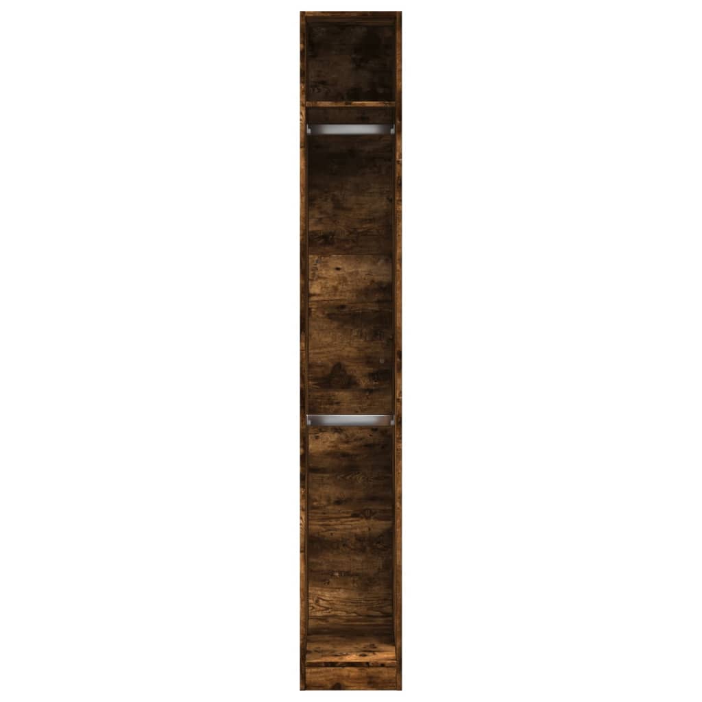 Modern Wooden Narrow Open Bedroom Wardrobe With Shelves & Hanging Clothes Rails
