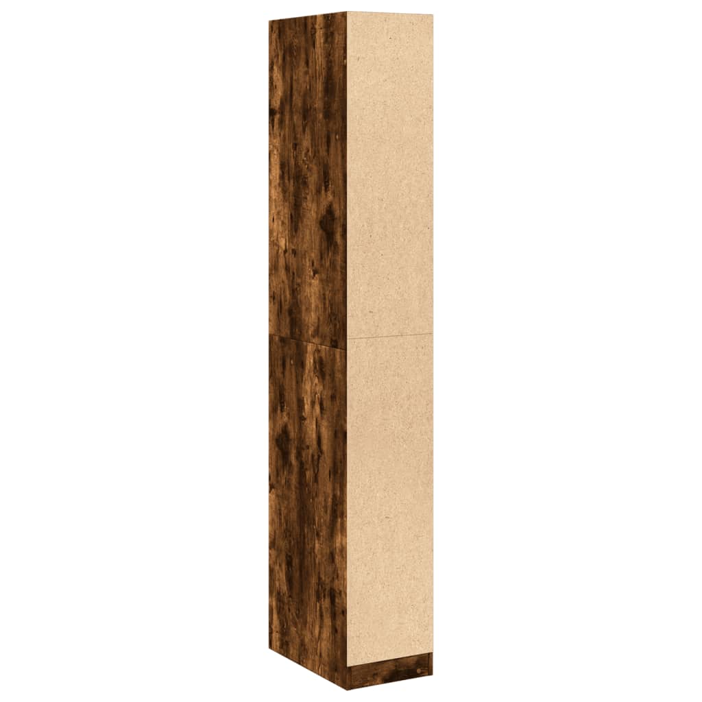Modern Wooden Narrow Open Bedroom Wardrobe With Shelves & Hanging Clothes Rails