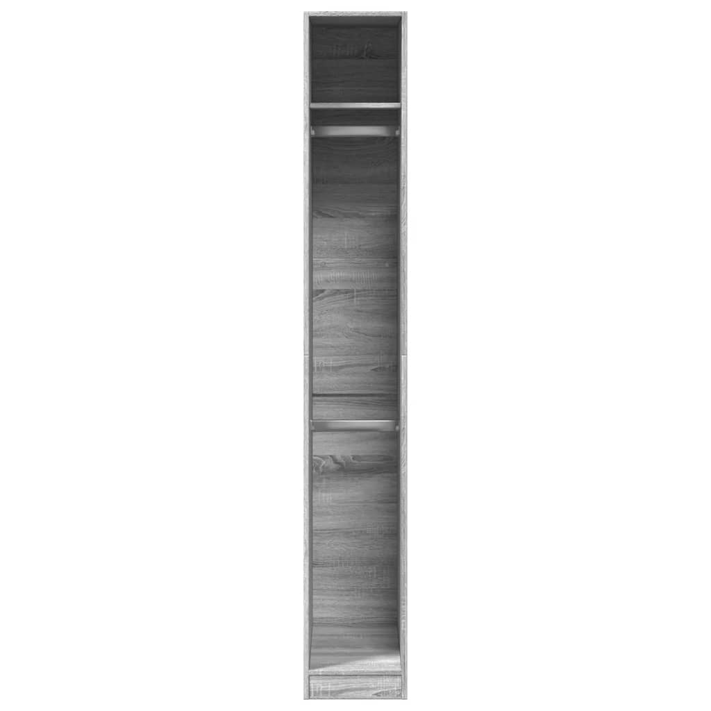 Modern Wooden Narrow Open Bedroom Wardrobe With Shelves & Hanging Clothes Rails