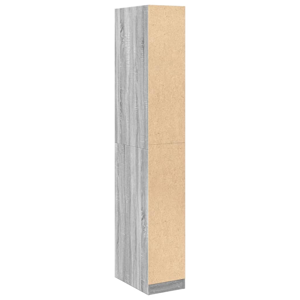 Modern Wooden Narrow Open Bedroom Wardrobe With Shelves & Hanging Clothes Rails