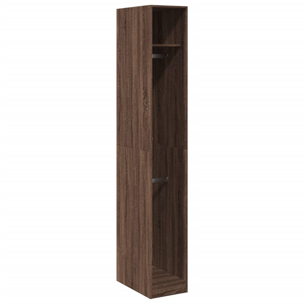 Modern Wooden Narrow Open Bedroom Wardrobe With Shelves & Hanging Clothes Rails