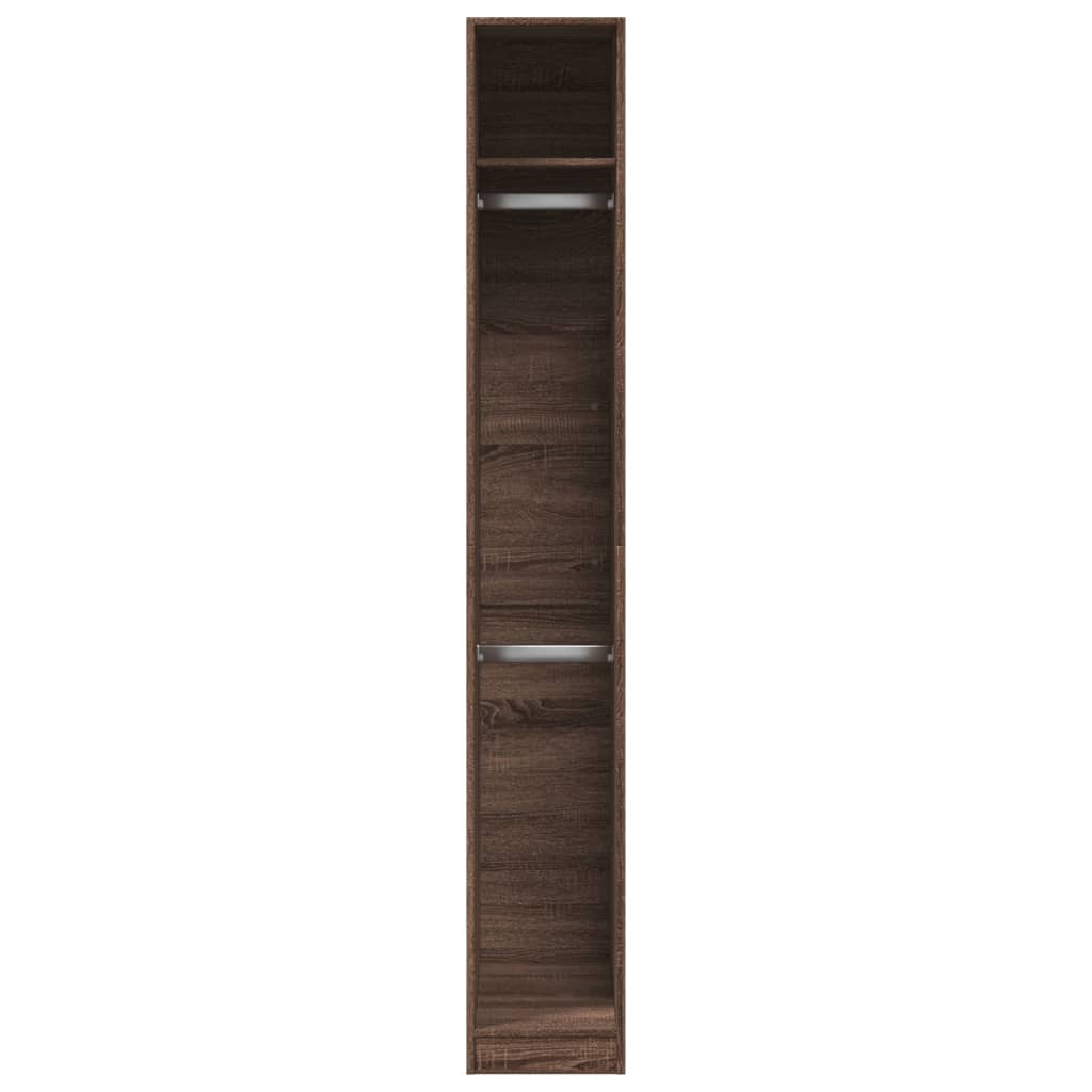 Modern Wooden Narrow Open Bedroom Wardrobe With Shelves & Hanging Clothes Rails