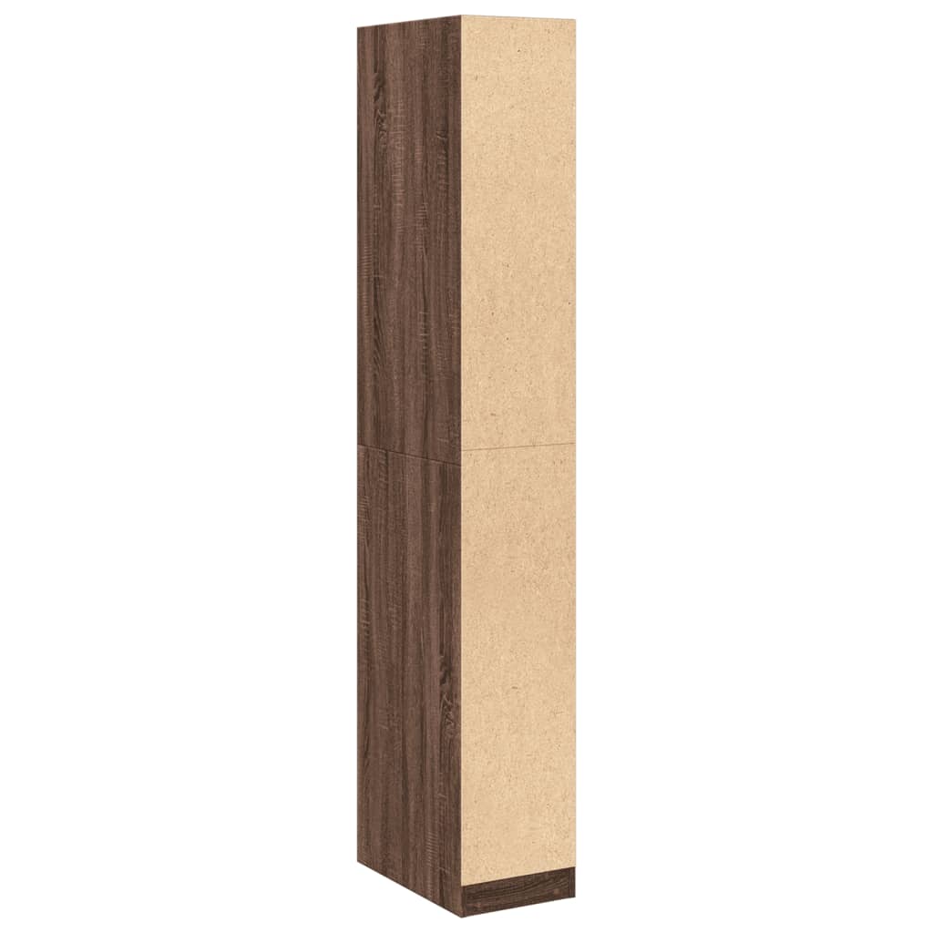 Modern Wooden Narrow Open Bedroom Wardrobe With Shelves & Hanging Clothes Rails