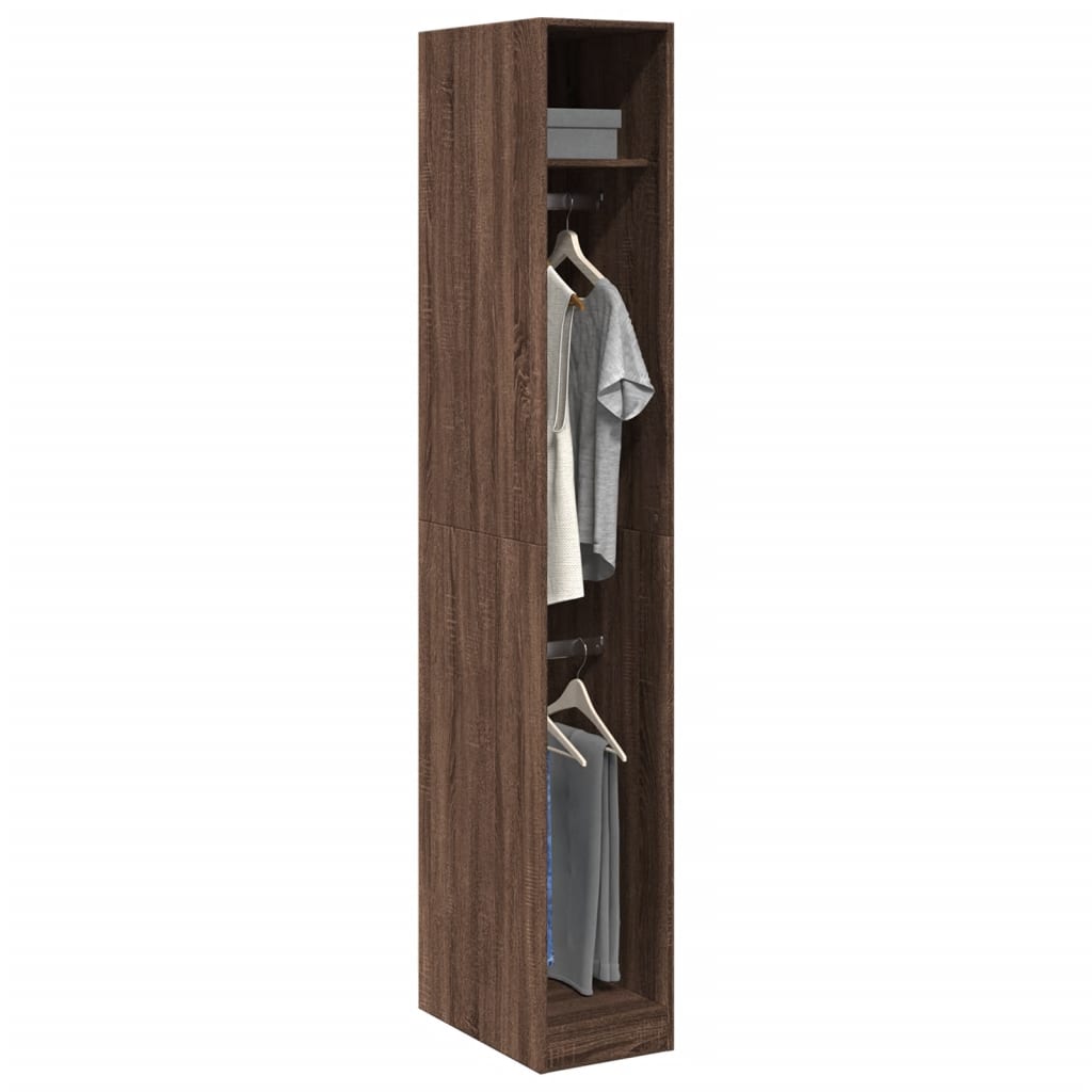 Modern Wooden Narrow Open Bedroom Wardrobe With Shelves & Hanging Clothes Rails