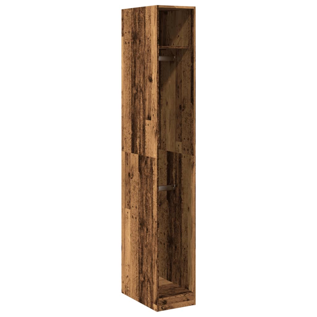 Modern Wooden Narrow Open Bedroom Wardrobe With Shelves & Hanging Clothes Rails