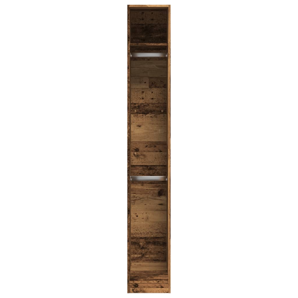 Modern Wooden Narrow Open Bedroom Wardrobe With Shelves & Hanging Clothes Rails