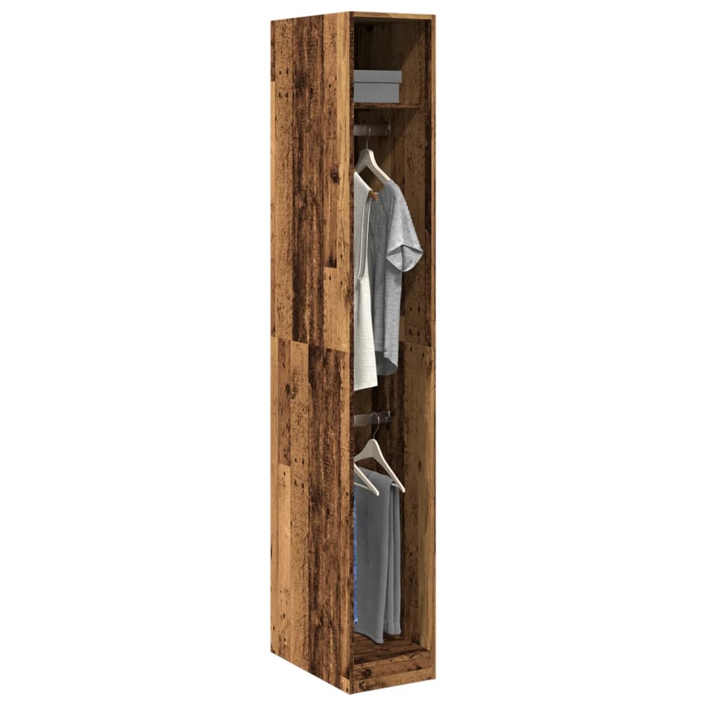 Modern Wooden Narrow Open Bedroom Wardrobe With Shelves & Hanging Clothes Rails