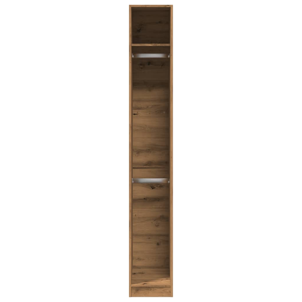 Modern Wooden Narrow Open Bedroom Wardrobe With Shelves & Hanging Clothes Rails